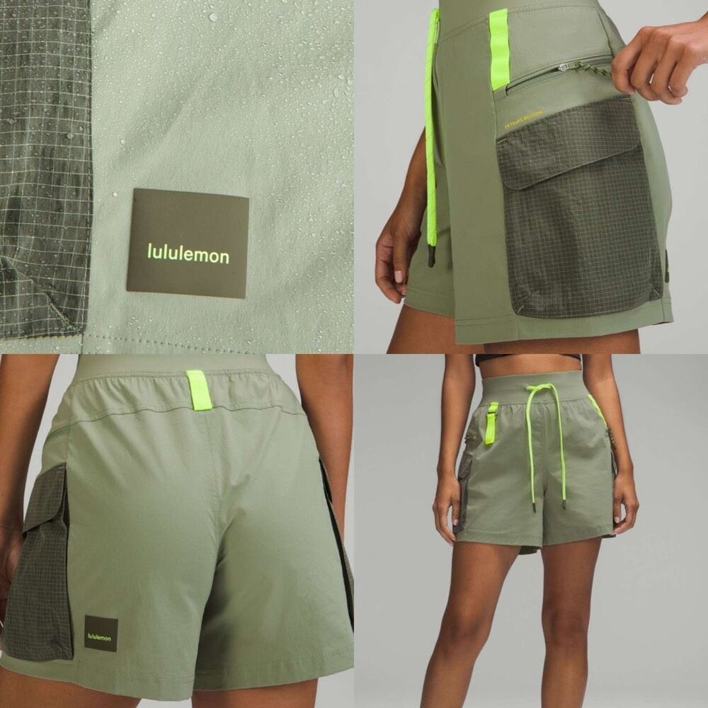Lululemon Multi-Pocket Cargo High-Rise Hiking Short 5" Laurel Green size 12